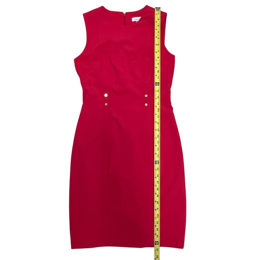 Calvin Klein Women’s Pink Red Sheath Dress Size 4 Sleeveless Career Cocktail - Picture 7 of 14